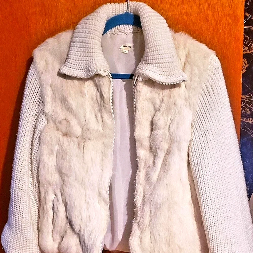Vintage Rabbit Fur Sweater Jacket - Picture 1 of 7